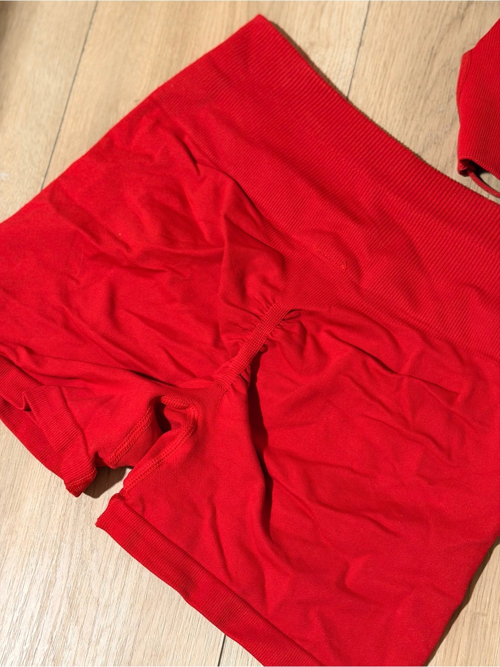 Size Small Red Two-Piece Active Set - Crop Top & High-Waist Shorts - Picture 2 of 3